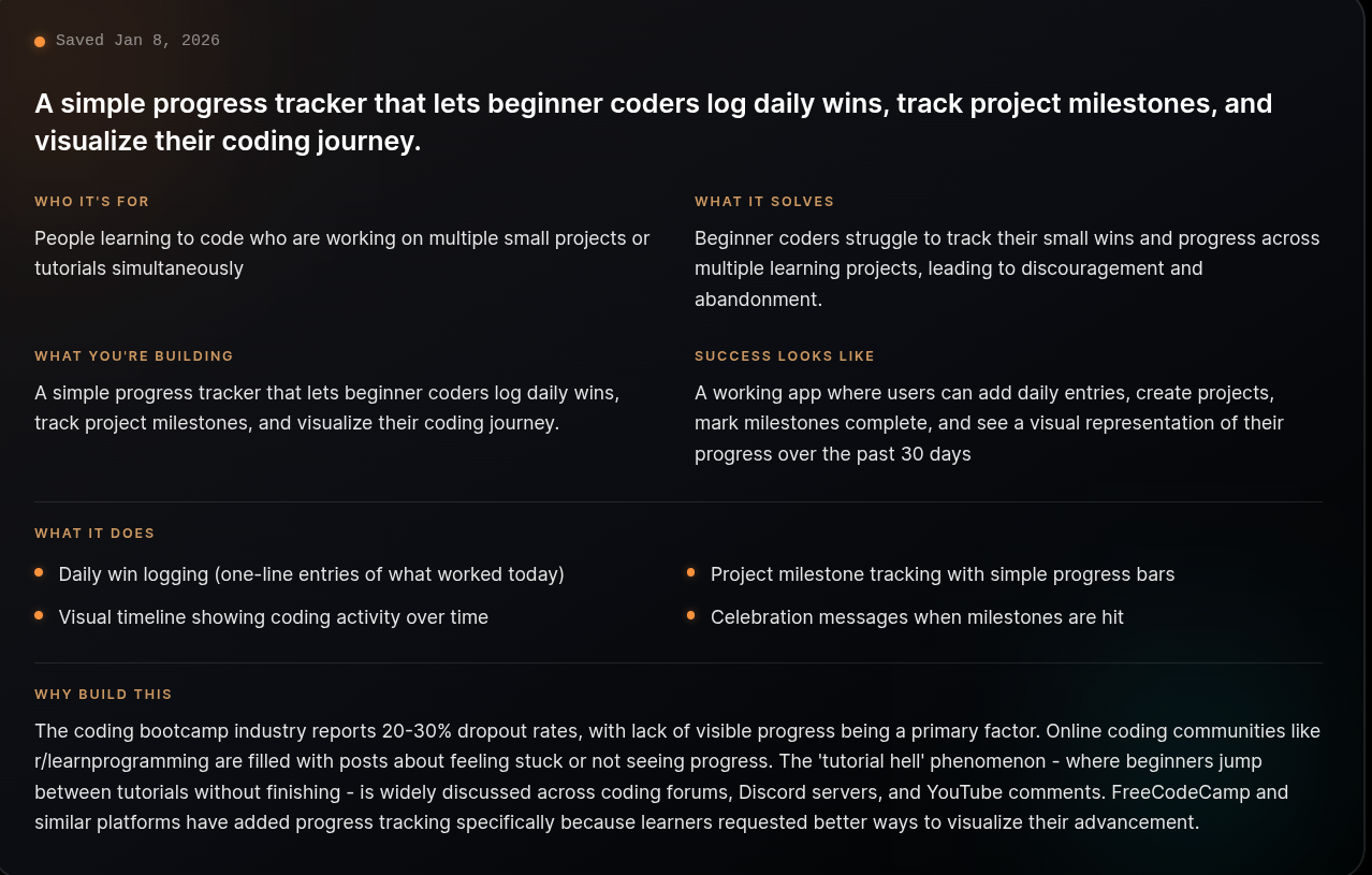 Project idea matched to a business case